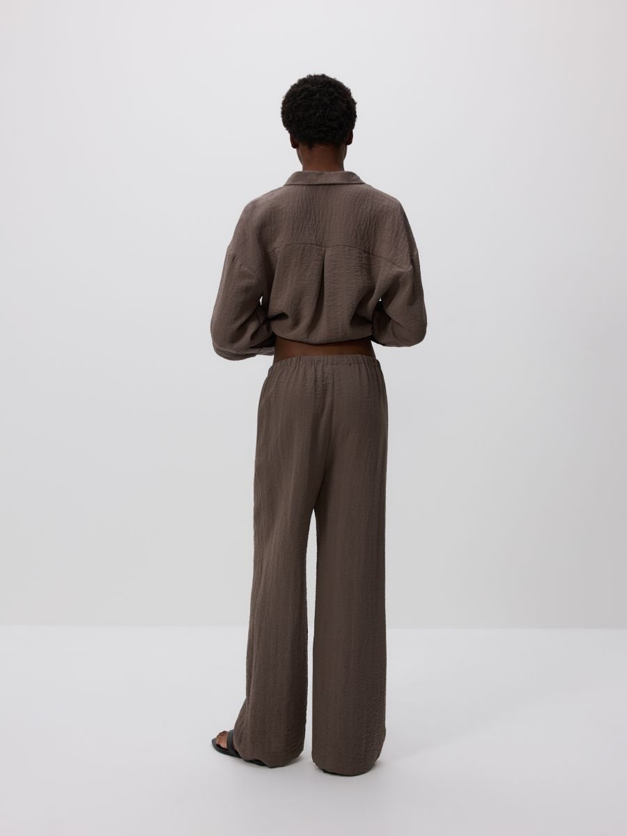 Loose trousers with viscose - coffee - RESERVED - 7