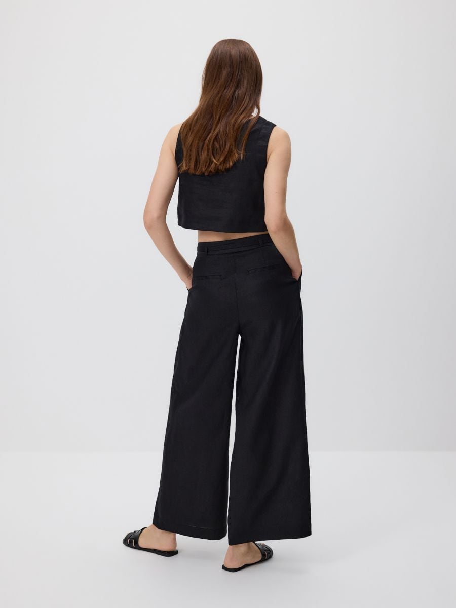 Linen trousers with tie - black - RESERVED - 6