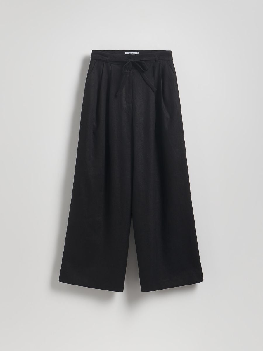 Linen trousers with tie - black - RESERVED - 2