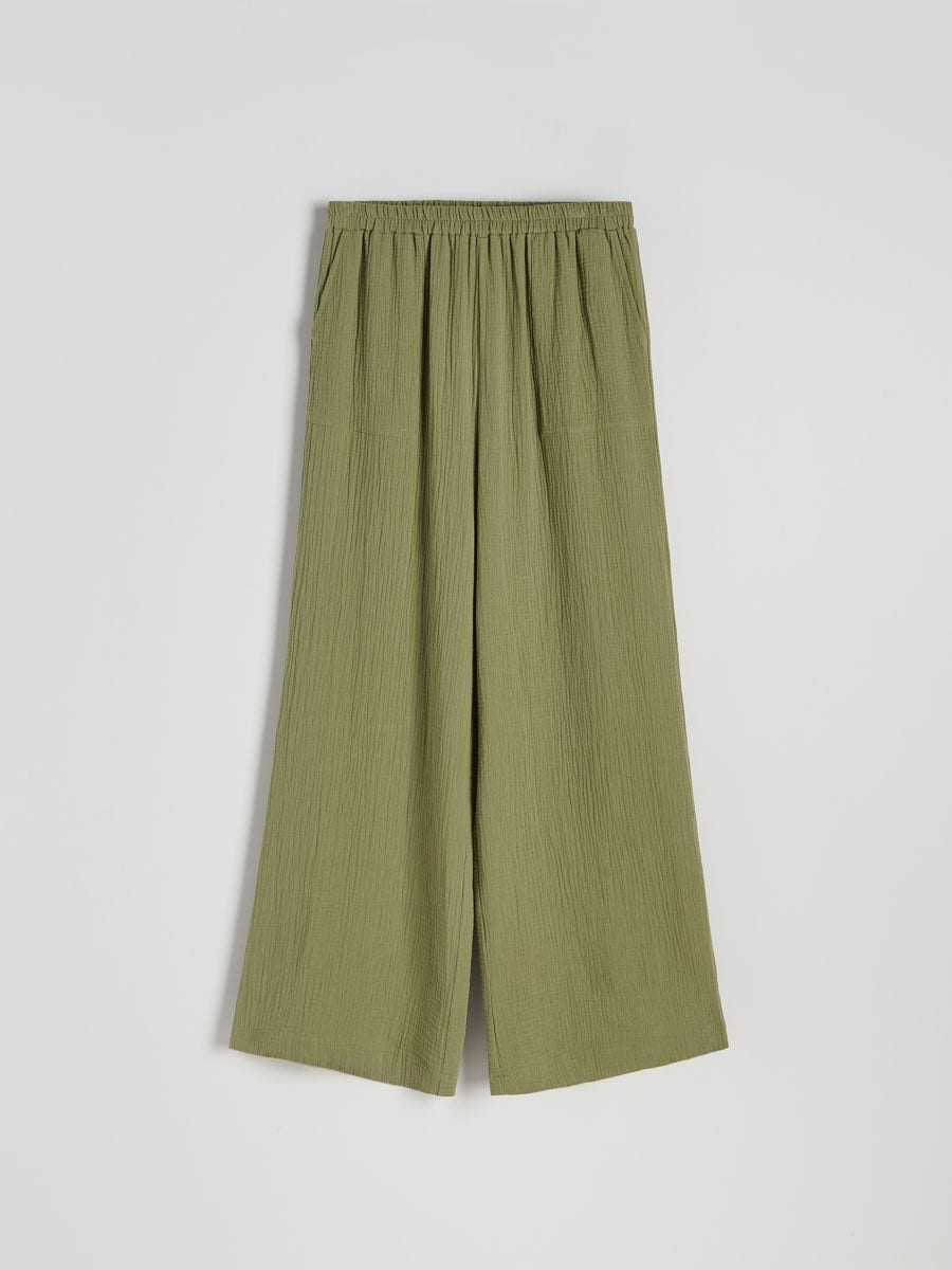 Wide muslin trousers - light olive - RESERVED - 5