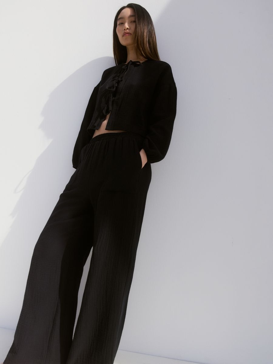 Wide muslin trousers - black - RESERVED - 3