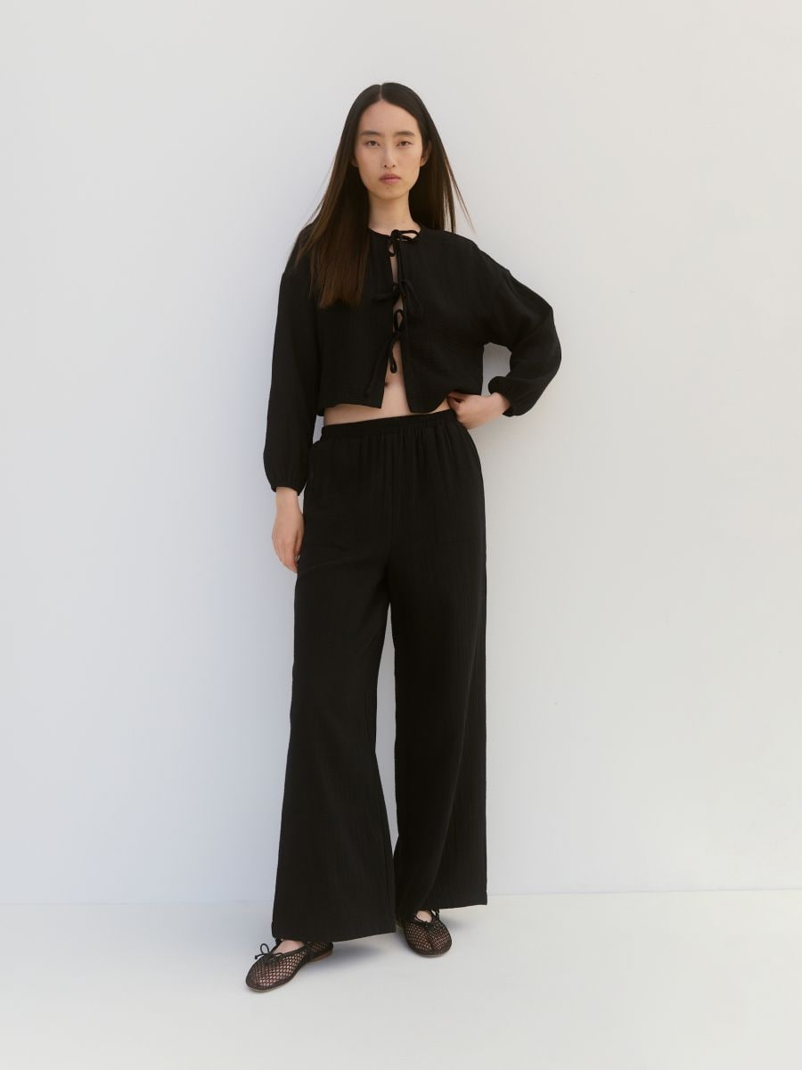 Wide muslin trousers - black - RESERVED - 2