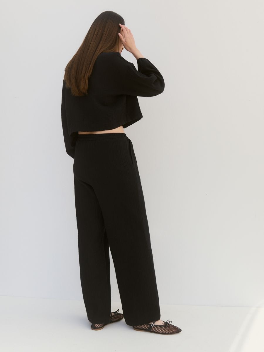 Wide muslin trousers - black - RESERVED - 4
