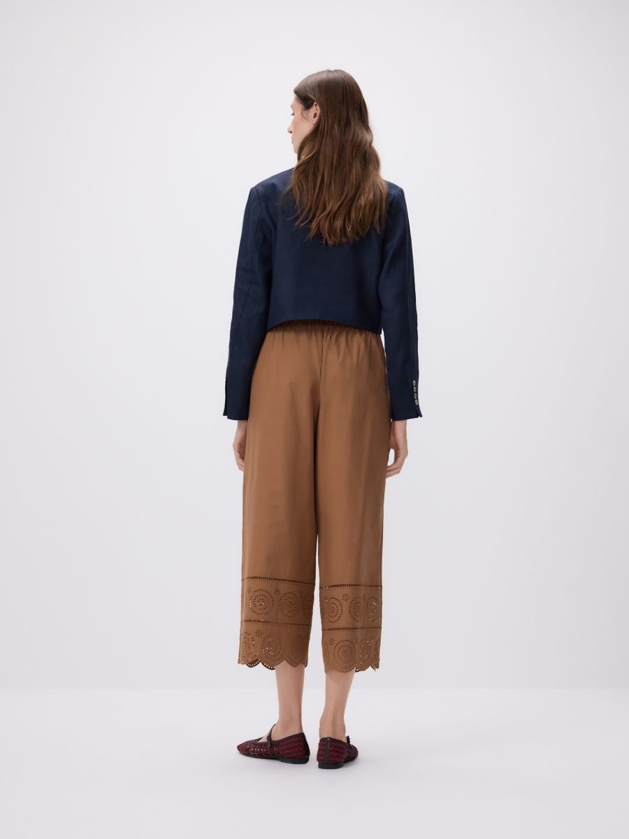 Pants with openwork trim - golden brown - RESERVED - 5