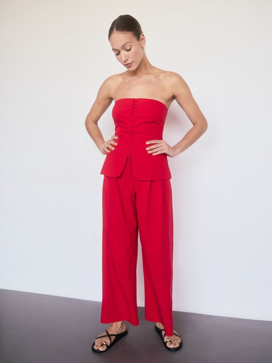 Viscose rich trousers - red - RESERVED