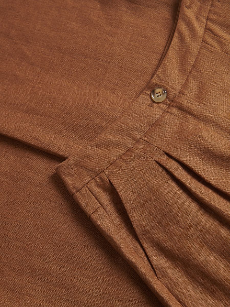 Linen trousers with pleats - golden brown - RESERVED - 6
