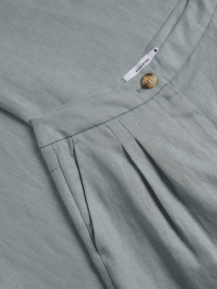 Linen trousers with pleats - steel blue - RESERVED - 6
