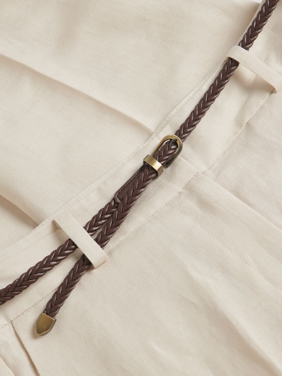 Pressed crease linen blend trousers - beige - RESERVED - 3