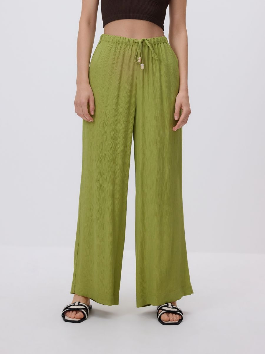 Structured trousers with tie-up - yellow green - RESERVED - 2