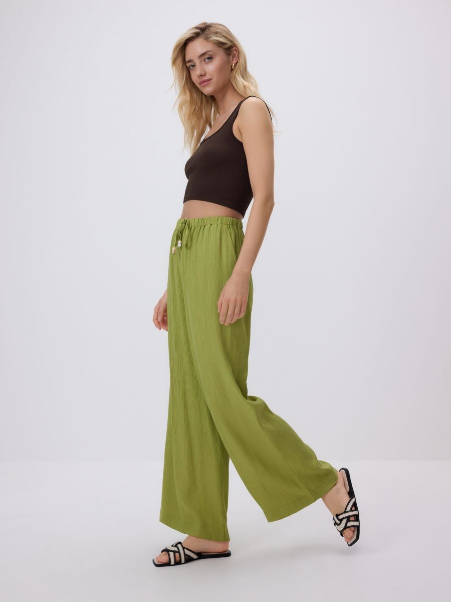 Structured trousers with tie-up - yellow green - RESERVED - 3