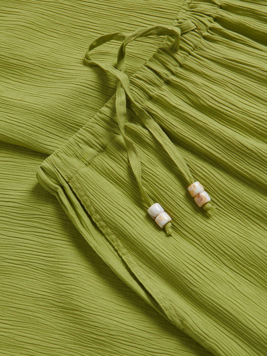 Structured trousers with tie-up - yellow green - RESERVED - 2