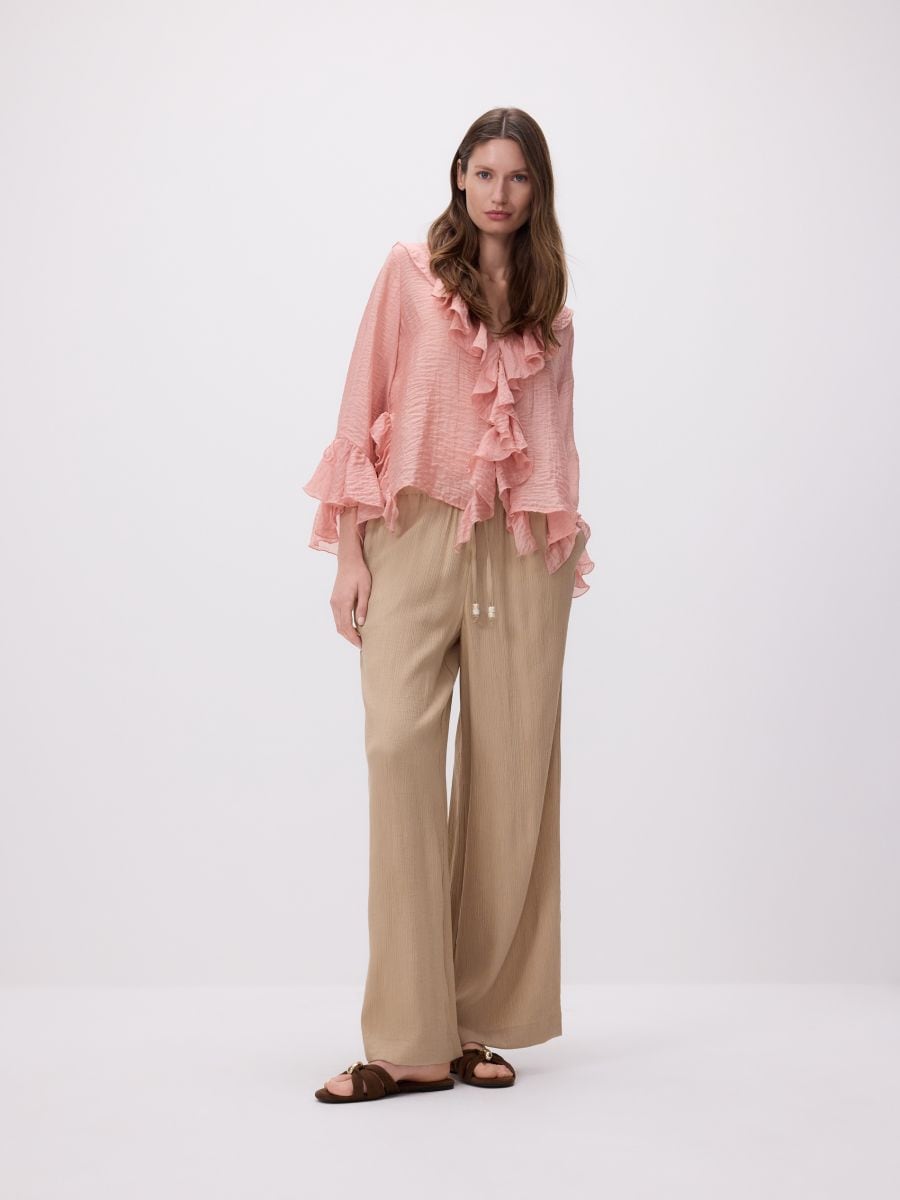 Strukturierte Hose mit Bindeband - beige - RESERVED - 2
