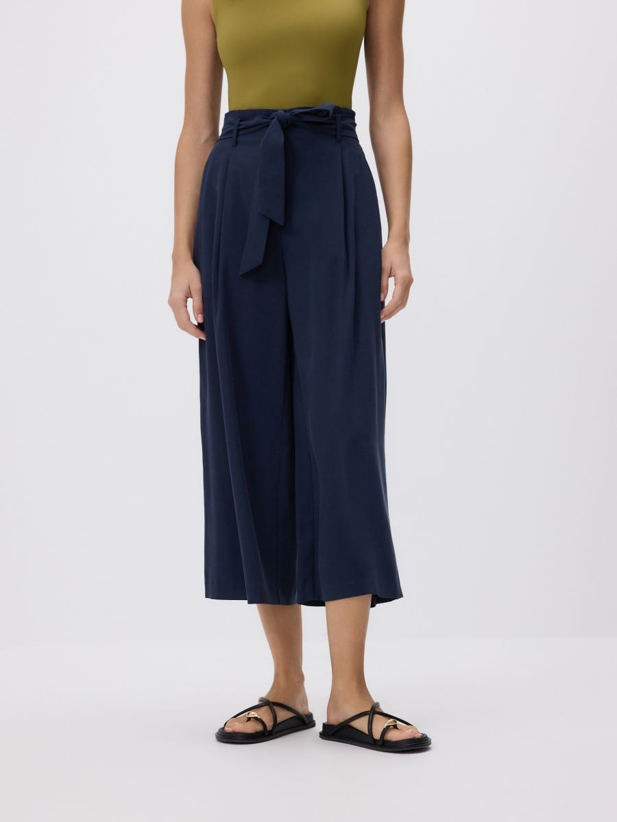 Loose tie-waist trousers - navy - RESERVED - 2