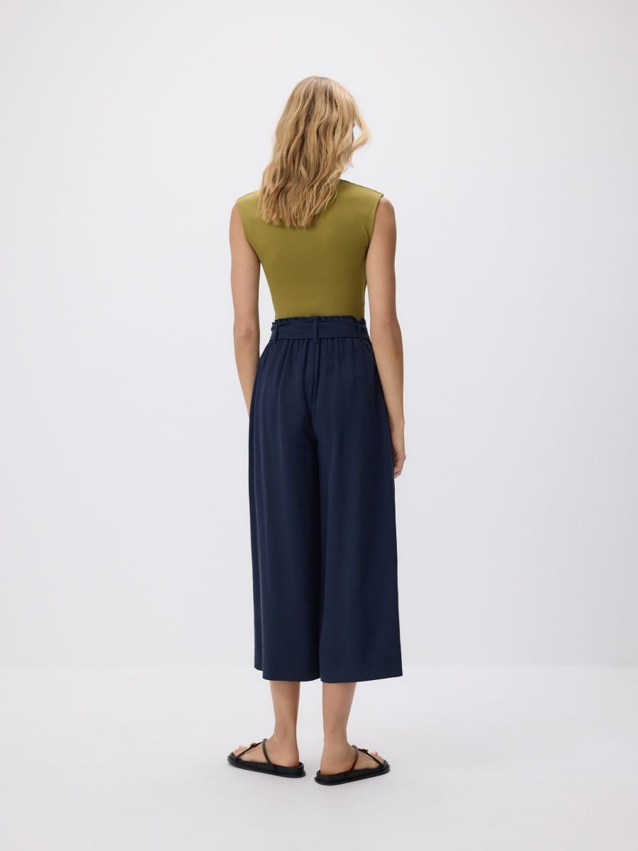 Loose tie-waist trousers - navy - RESERVED - 3