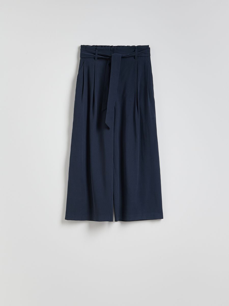 Loose tie-waist trousers - navy - RESERVED - 4