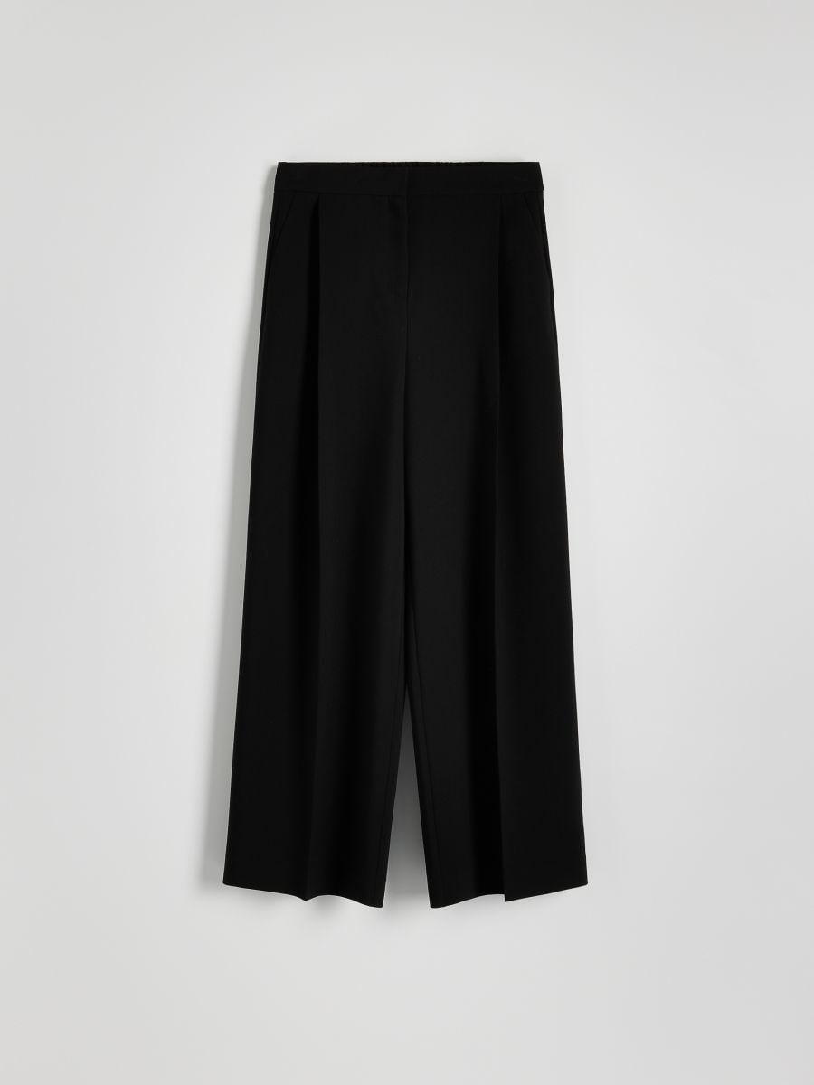 Wide-Leg-Hose mit Bügelfalte - schwarz - RESERVED