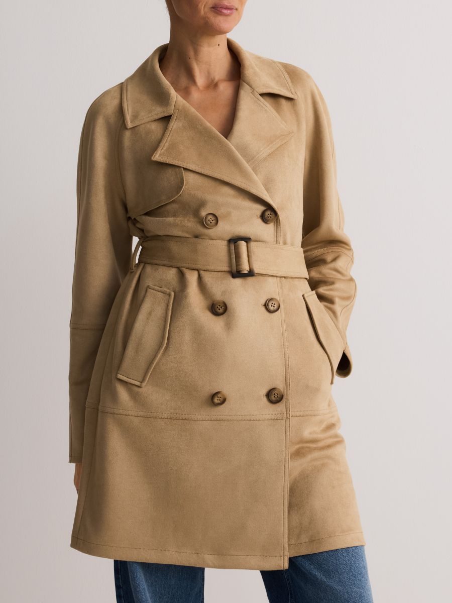 LADIES` COAT - ΜΠΕΖ - RESERVED