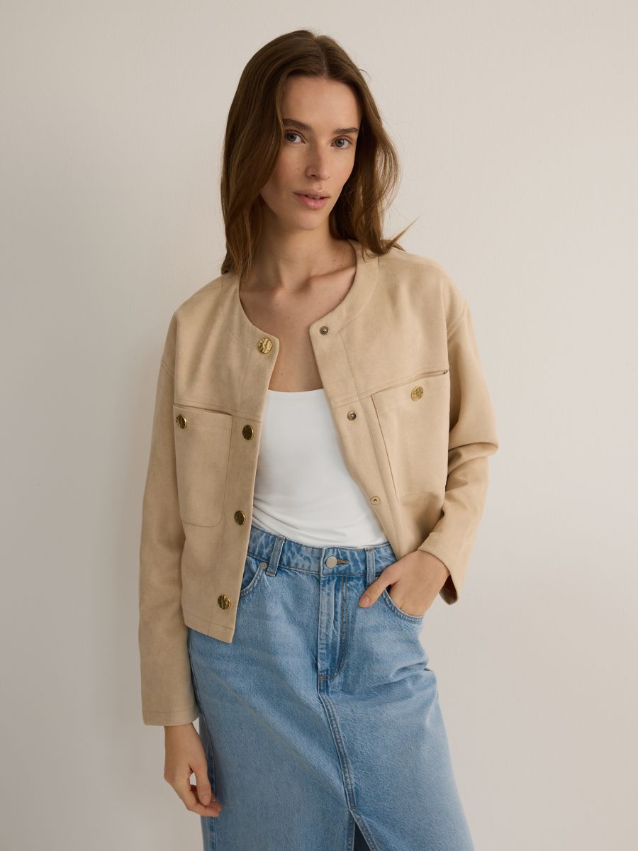 Veste courte en imitation daim - Beige - RESERVED - 2