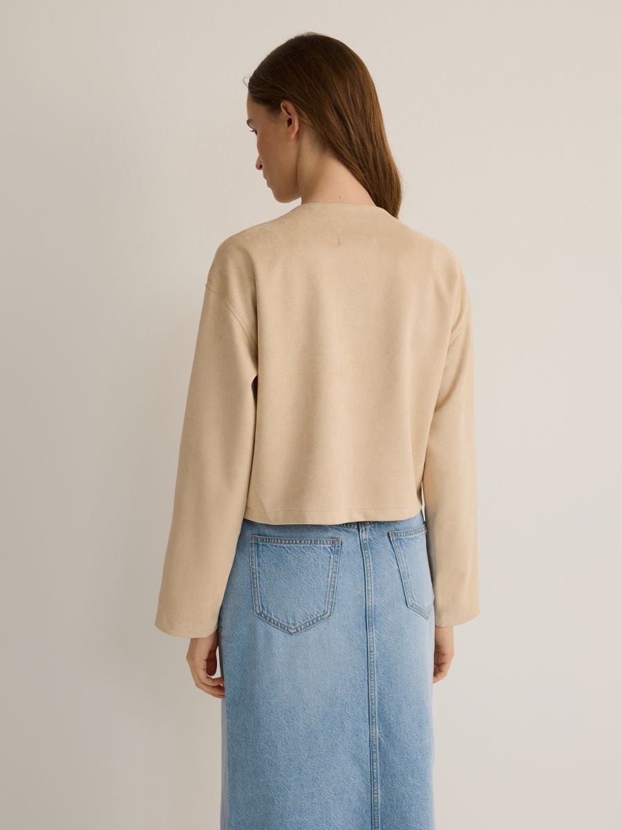 Veste courte en imitation daim - Beige - RESERVED - 5