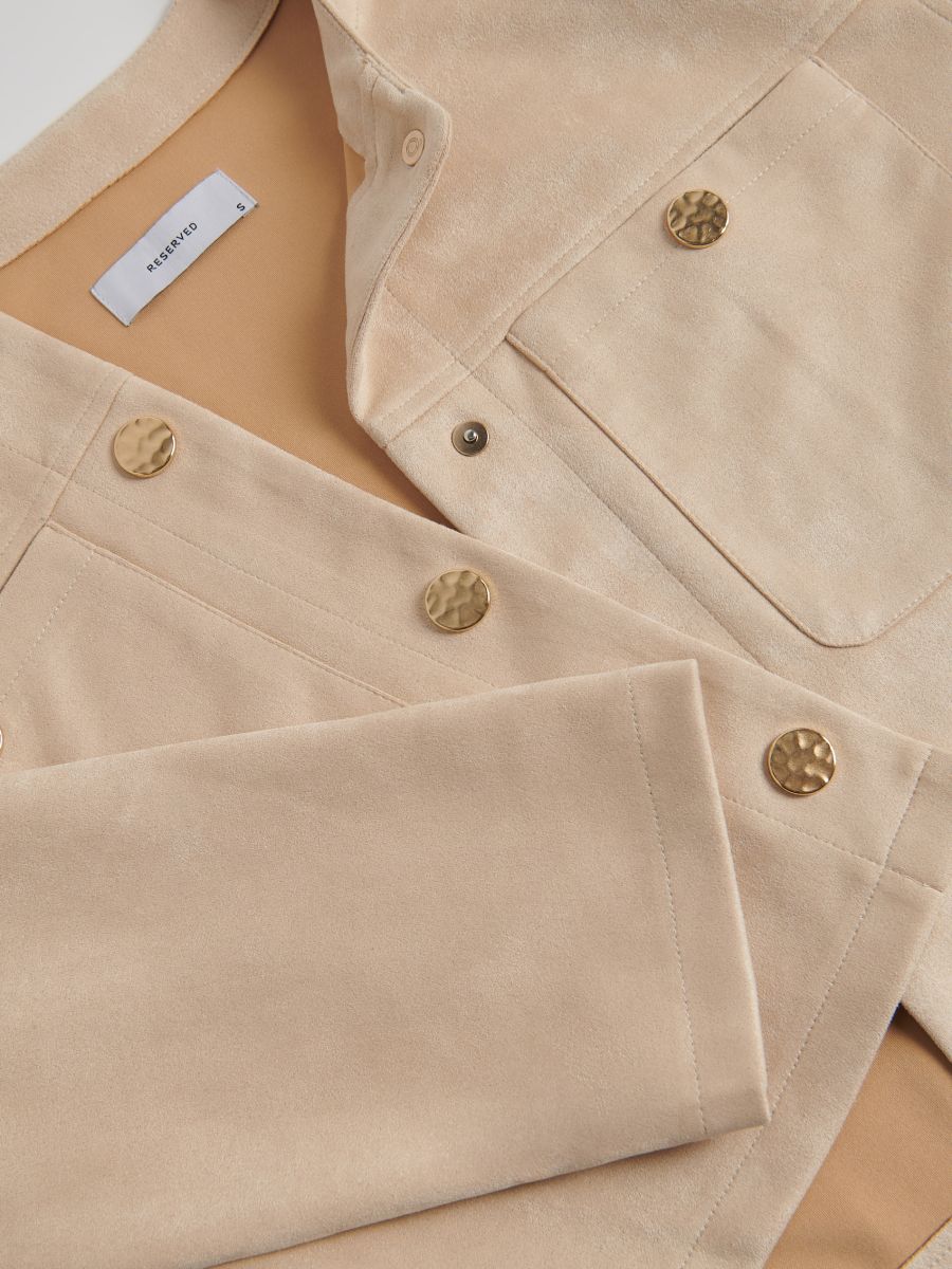 Veste courte en imitation daim - Beige - RESERVED - 7