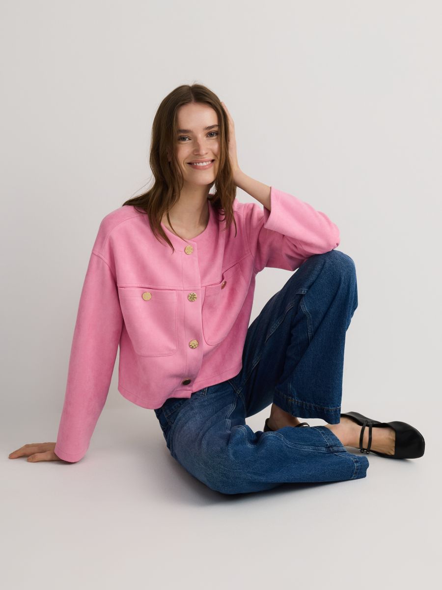Veste courte en imitation daim - fuchsia - RESERVED - 3