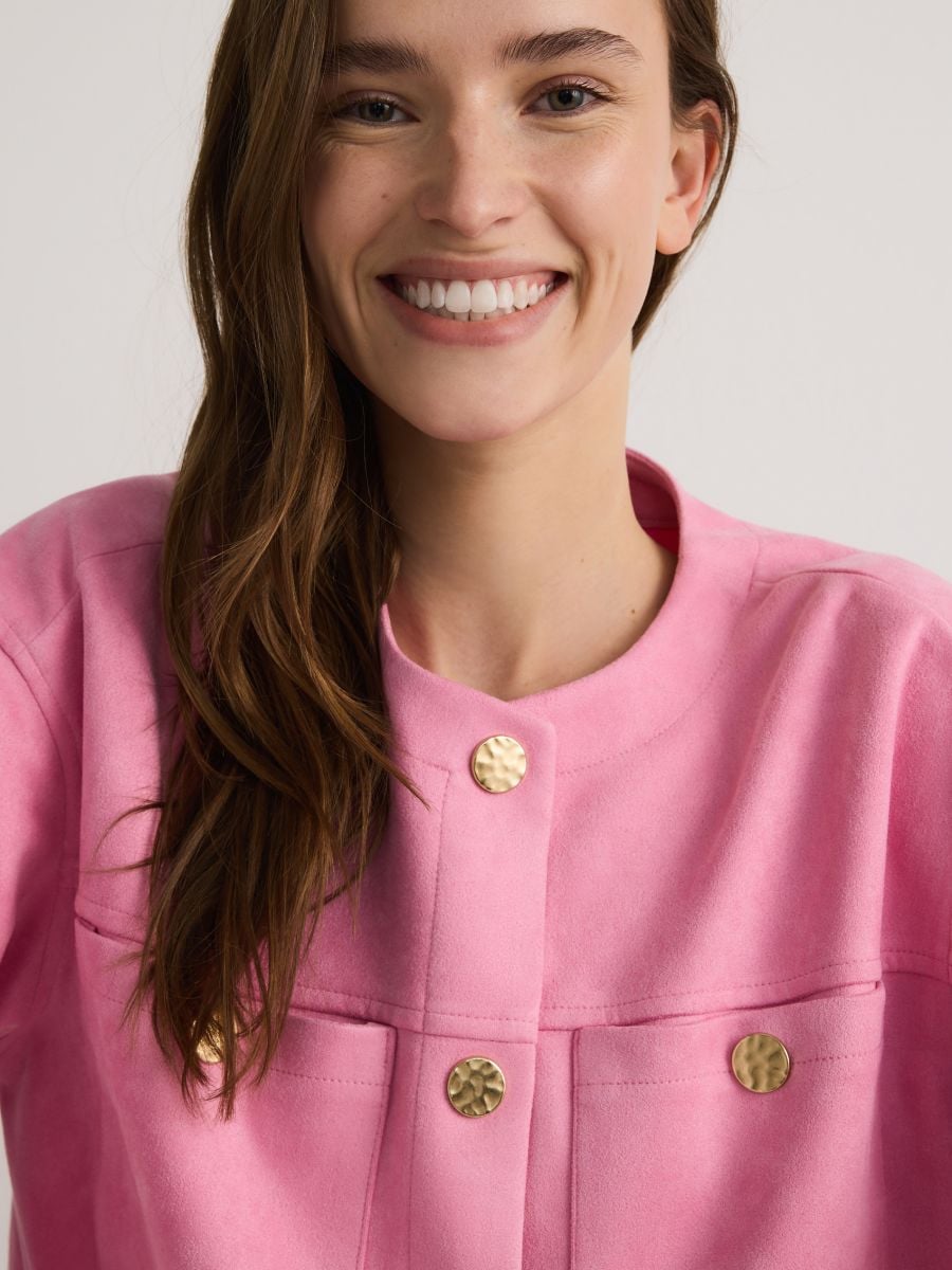 Veste courte en imitation daim - fuchsia - RESERVED - 5