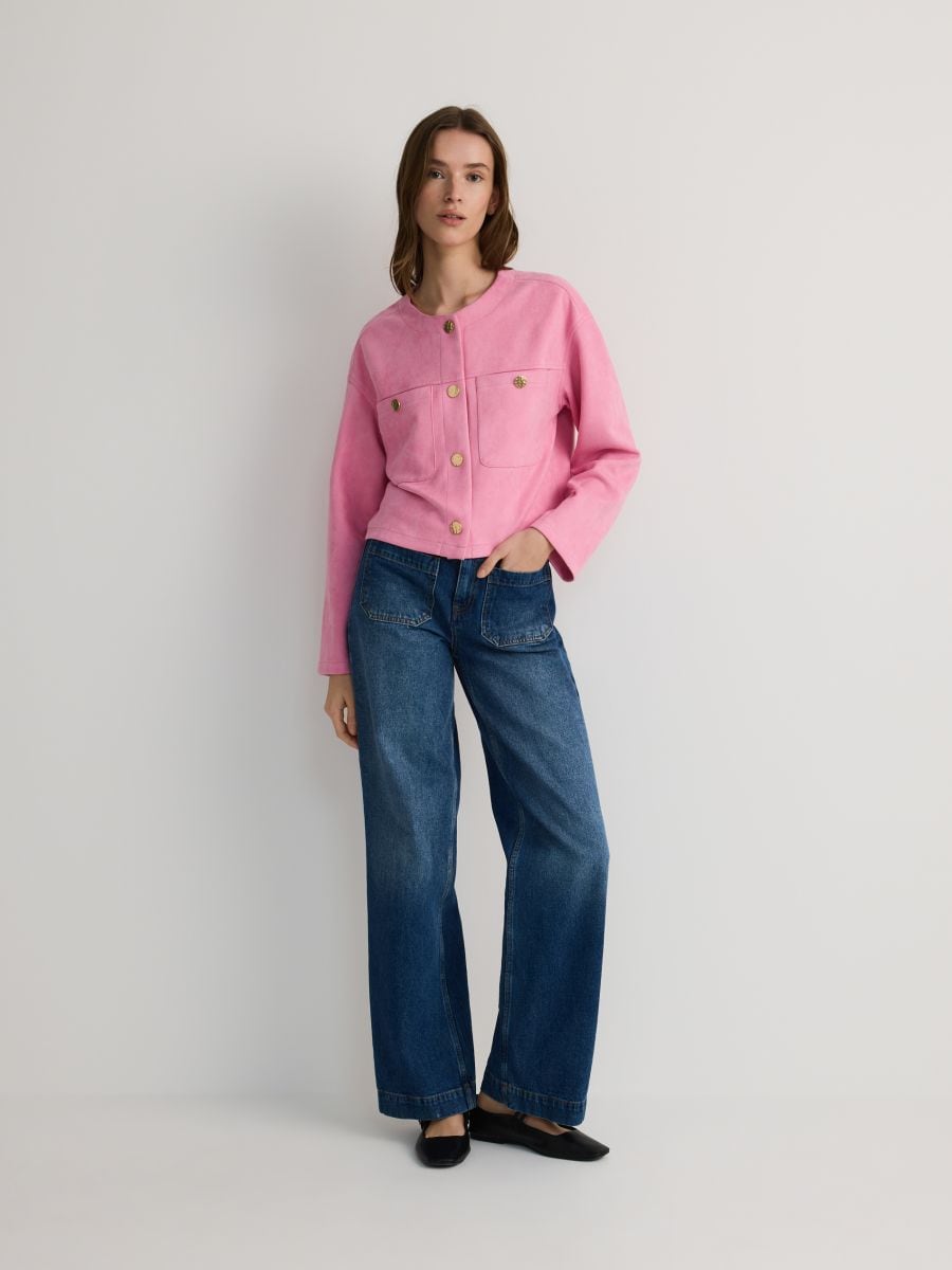 Veste courte en imitation daim - fuchsia - RESERVED - 6