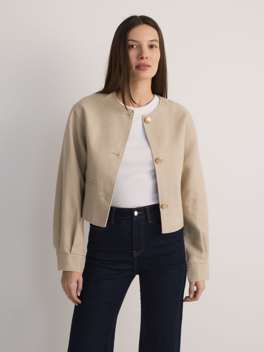 Linen rich jacket - beige - RESERVED - 8