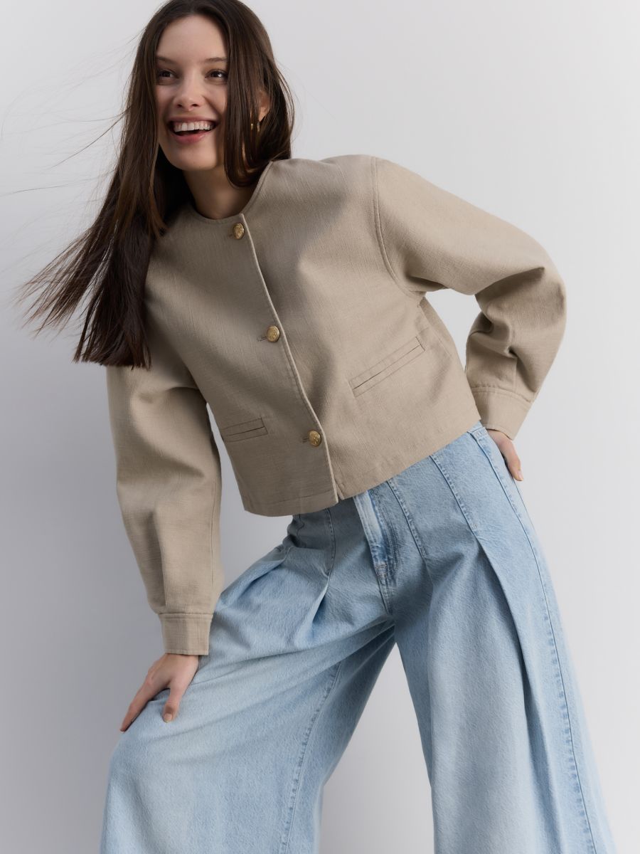 Linen rich jacket - beige - RESERVED - 2