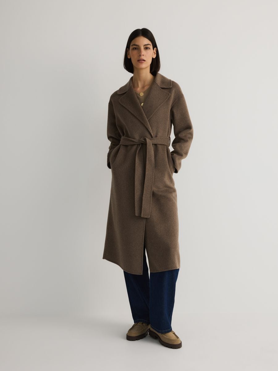 Wool blend fleece coat - coffee - RESERVED - 2