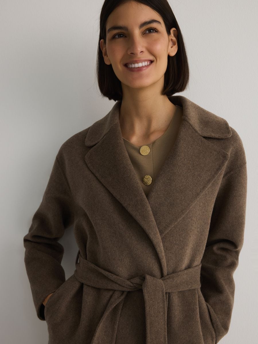 Wool blend fleece coat - coffee - RESERVED - 3