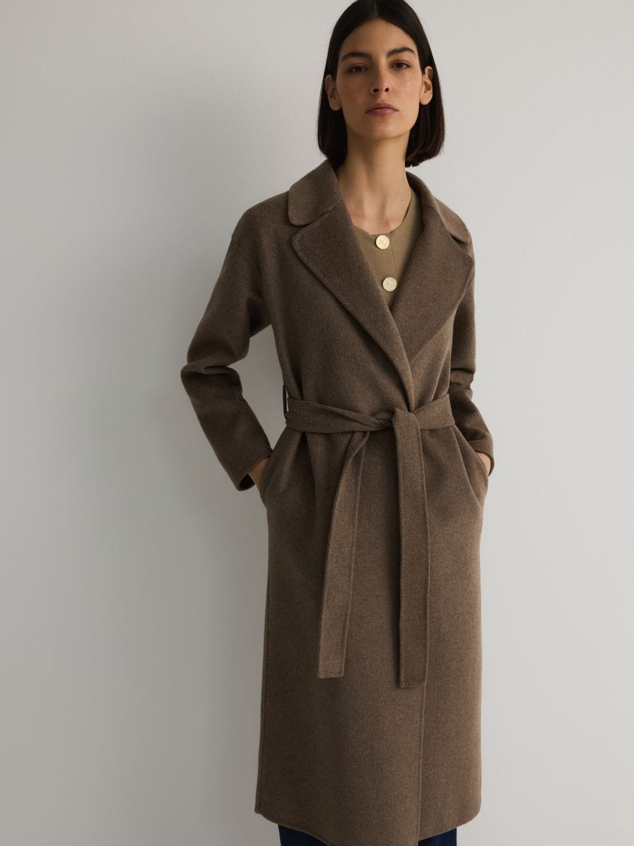 Wool blend fleece coat - coffee - RESERVED - 4
