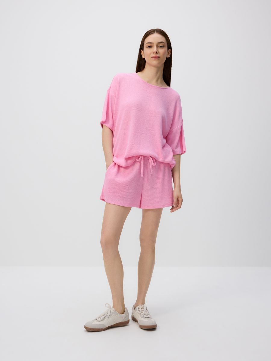 Knit shorts with viscose - pink - RESERVED - 2