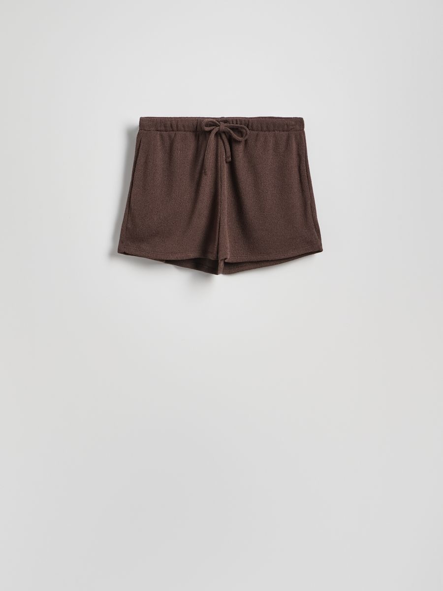 Knit shorts with viscose - coffee - RESERVED - 4