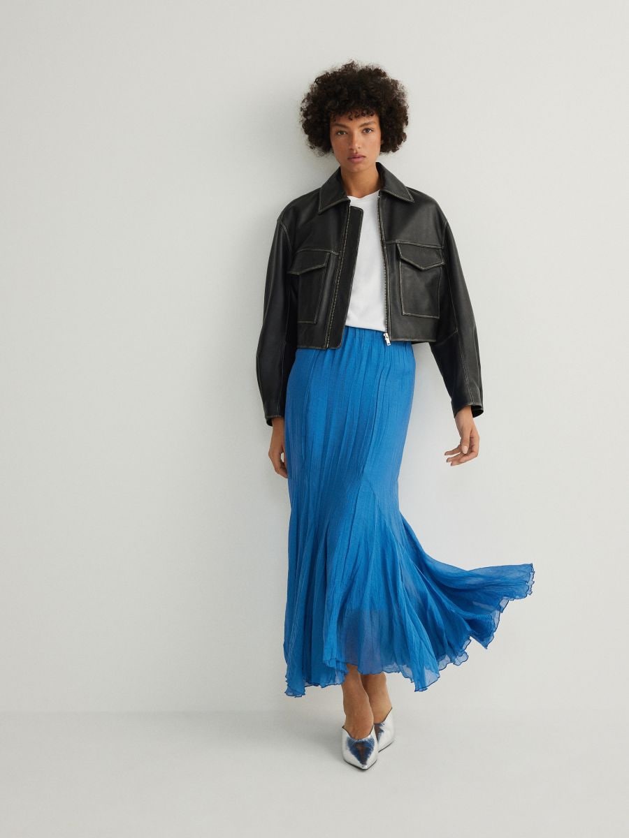 Maxi sukně s lyocellem - modrá - RESERVED