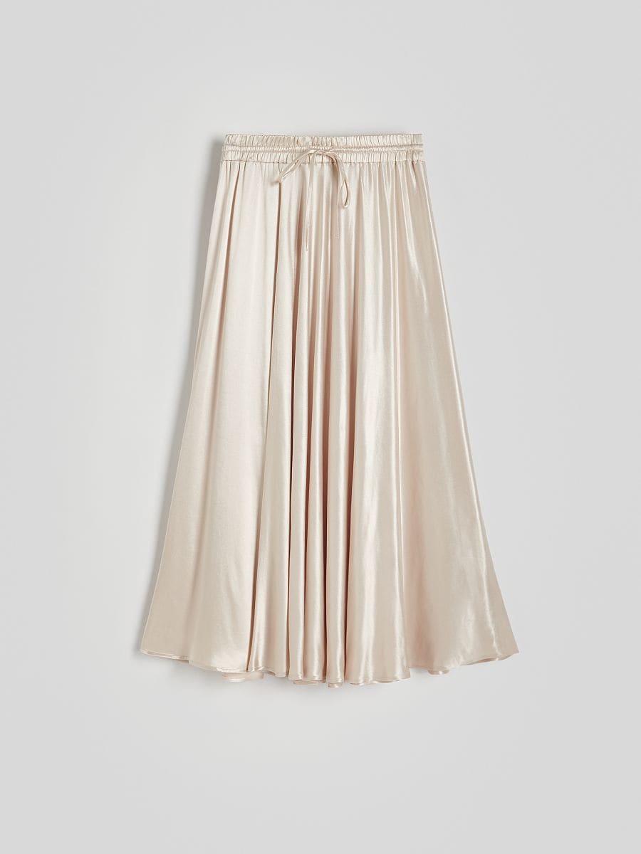 Satin midi skirt Color beige - RESERVED - YK299-08X