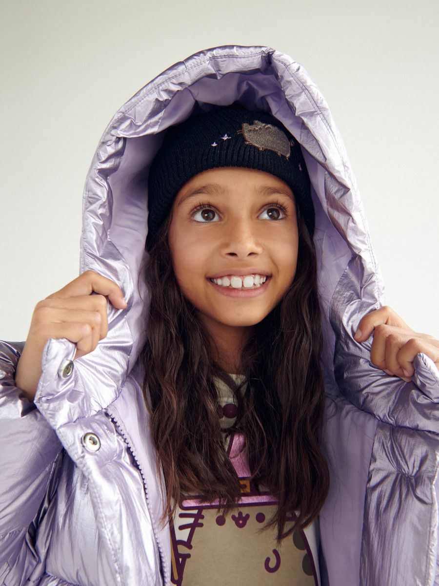 Melange beanie with Pusheen appliqué - black - RESERVED - 2