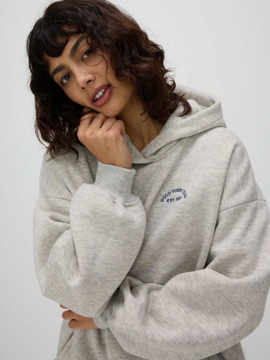 Felpa oversize con cappuccio - grigio chiaro - RESERVED - 3