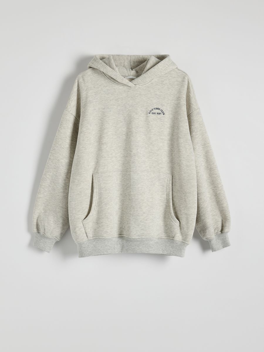 Felpa oversize con cappuccio - grigio chiaro - RESERVED - 5