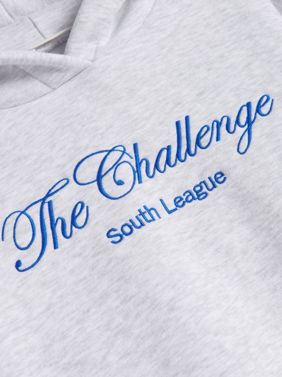 Hoodie with embroidered slogan - light grey - RESERVED - 4