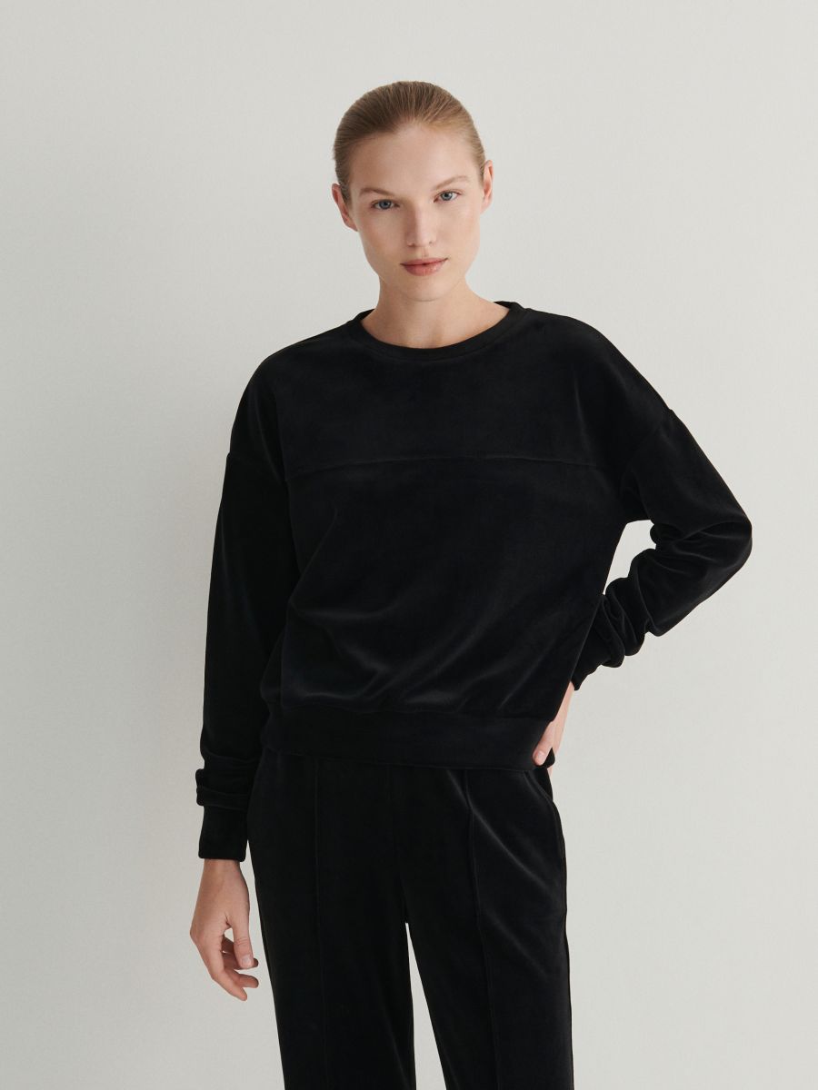 Fluwelen sweater - zwart - RESERVED