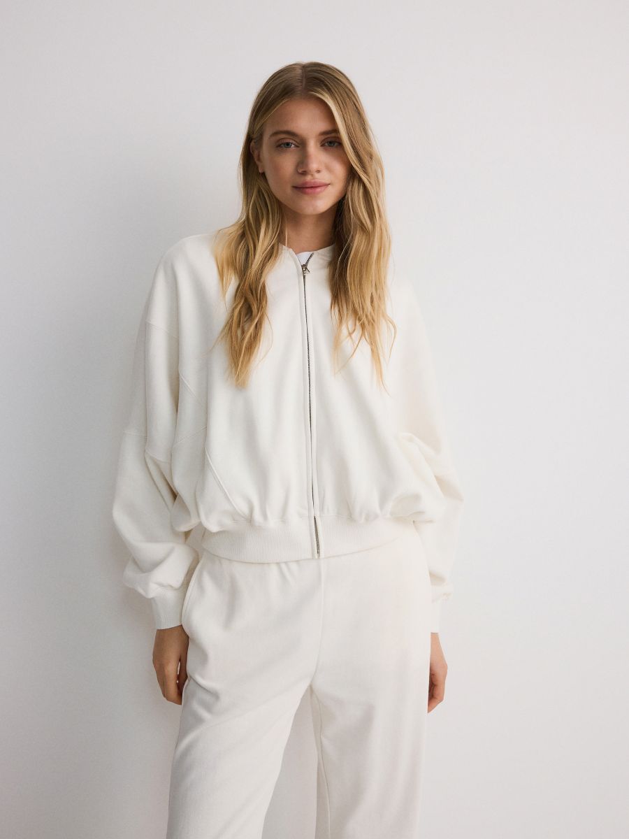 Oversized printed sweatshirt - cream - RESERVED