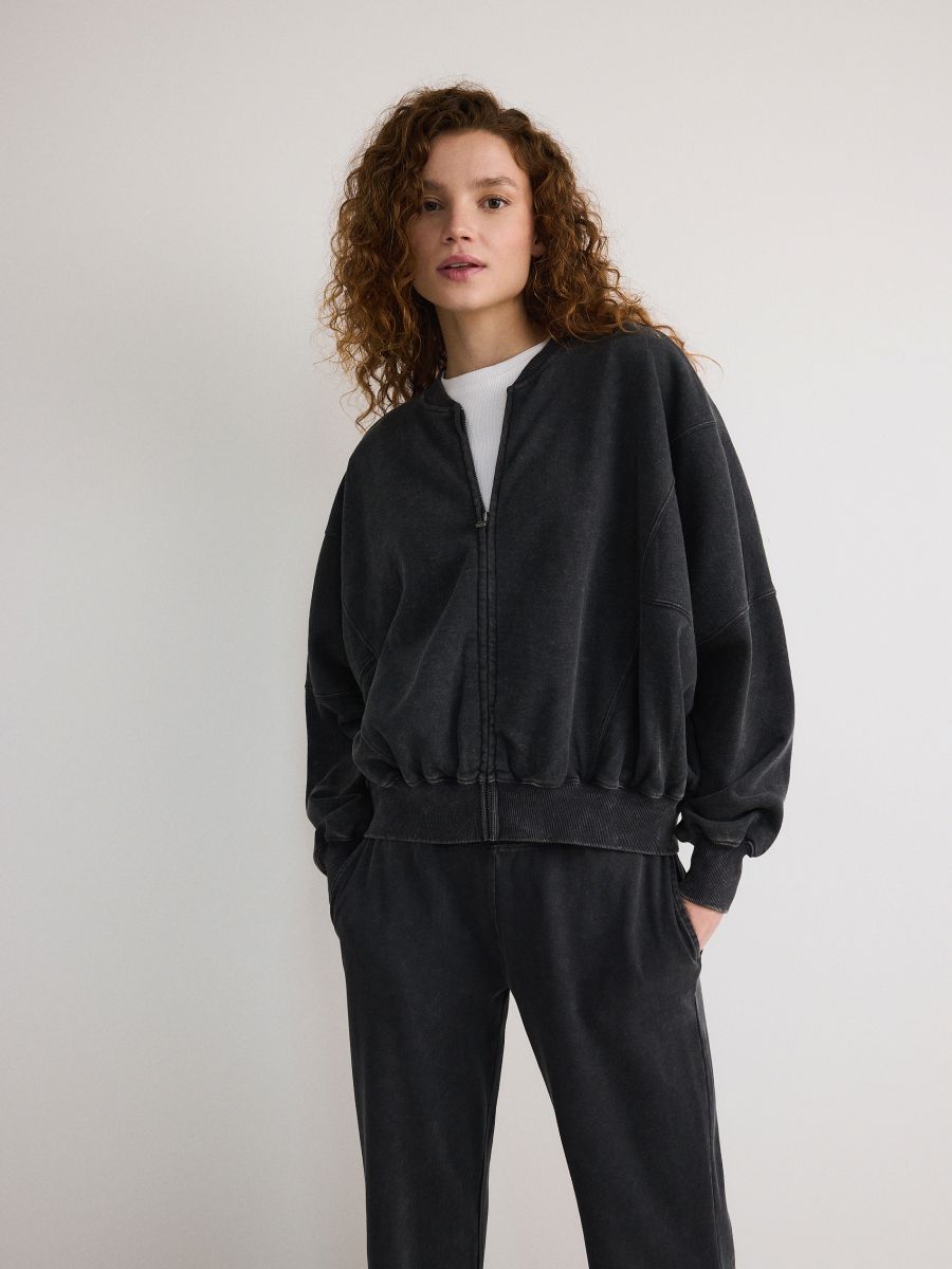 Oversize-Sweatshirt mit hohem Baumwollanteil - dunkelgrau - RESERVED