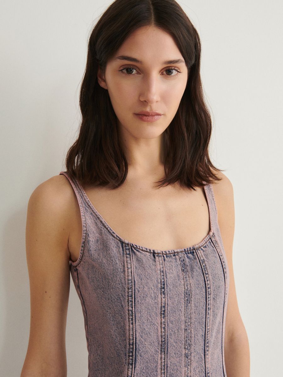 Denimkleid mit Ziernaht - rosa - RESERVED - 2