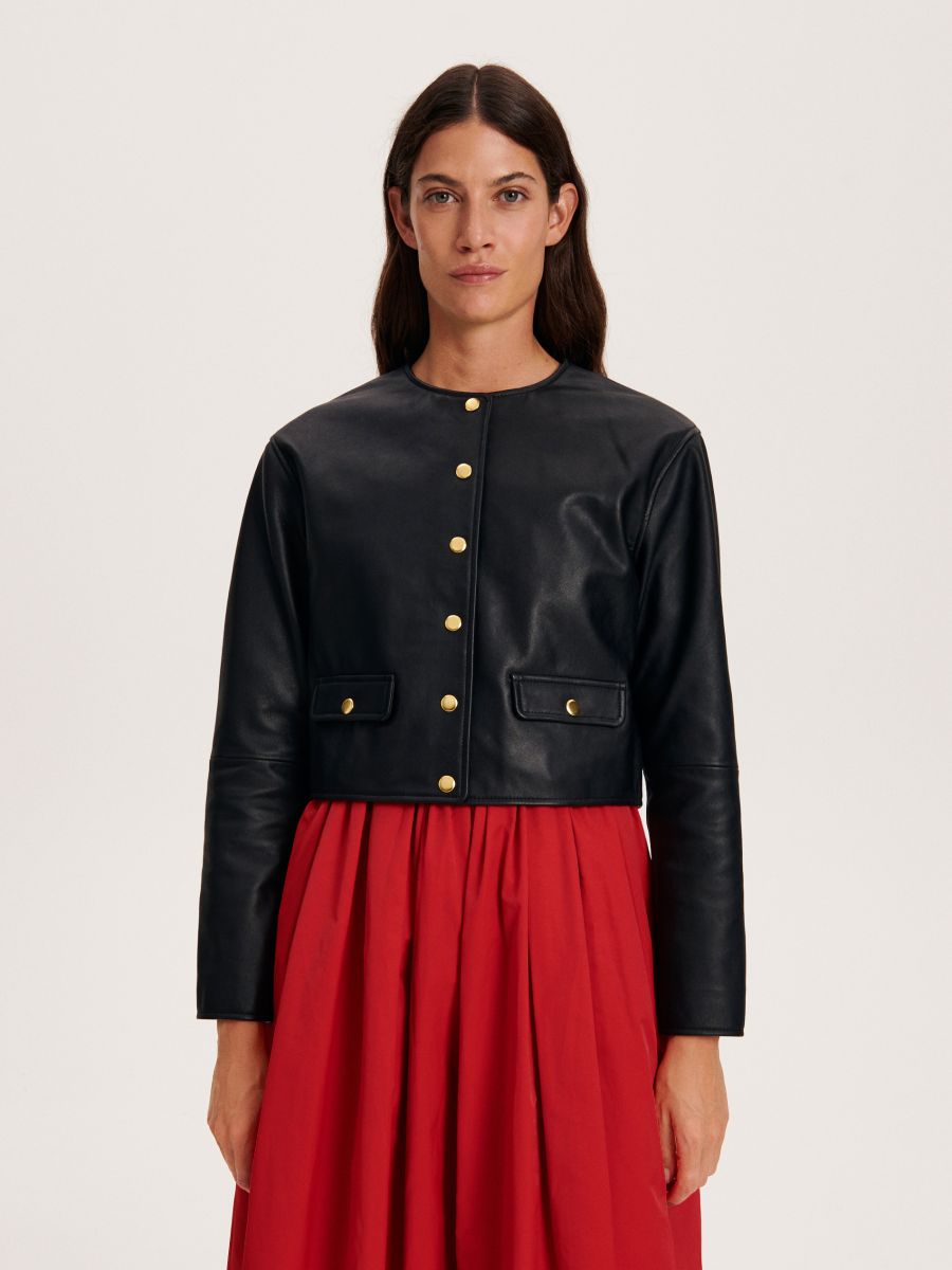 Giacca in vera pelle - nero - RESERVED - 4