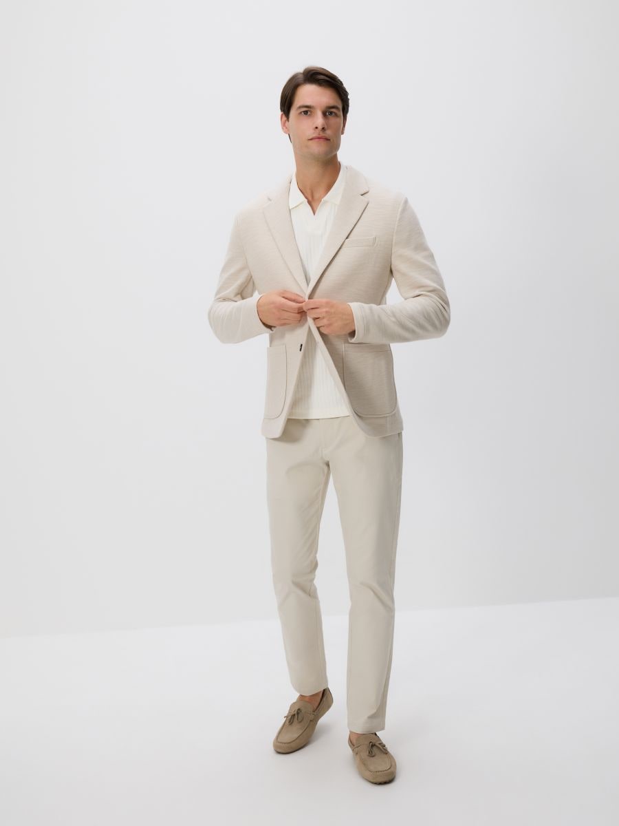 Костюмный пиджак slim fit - бежевий - RESERVED