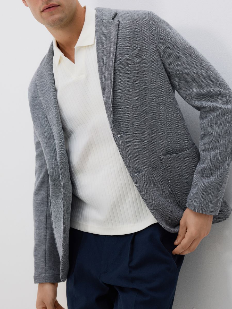 Костюмный пиджак slim fit - темно-синій - RESERVED