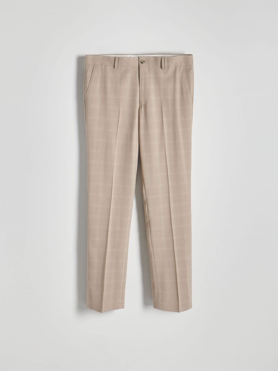 Slim fit suit trousers - beige - RESERVED