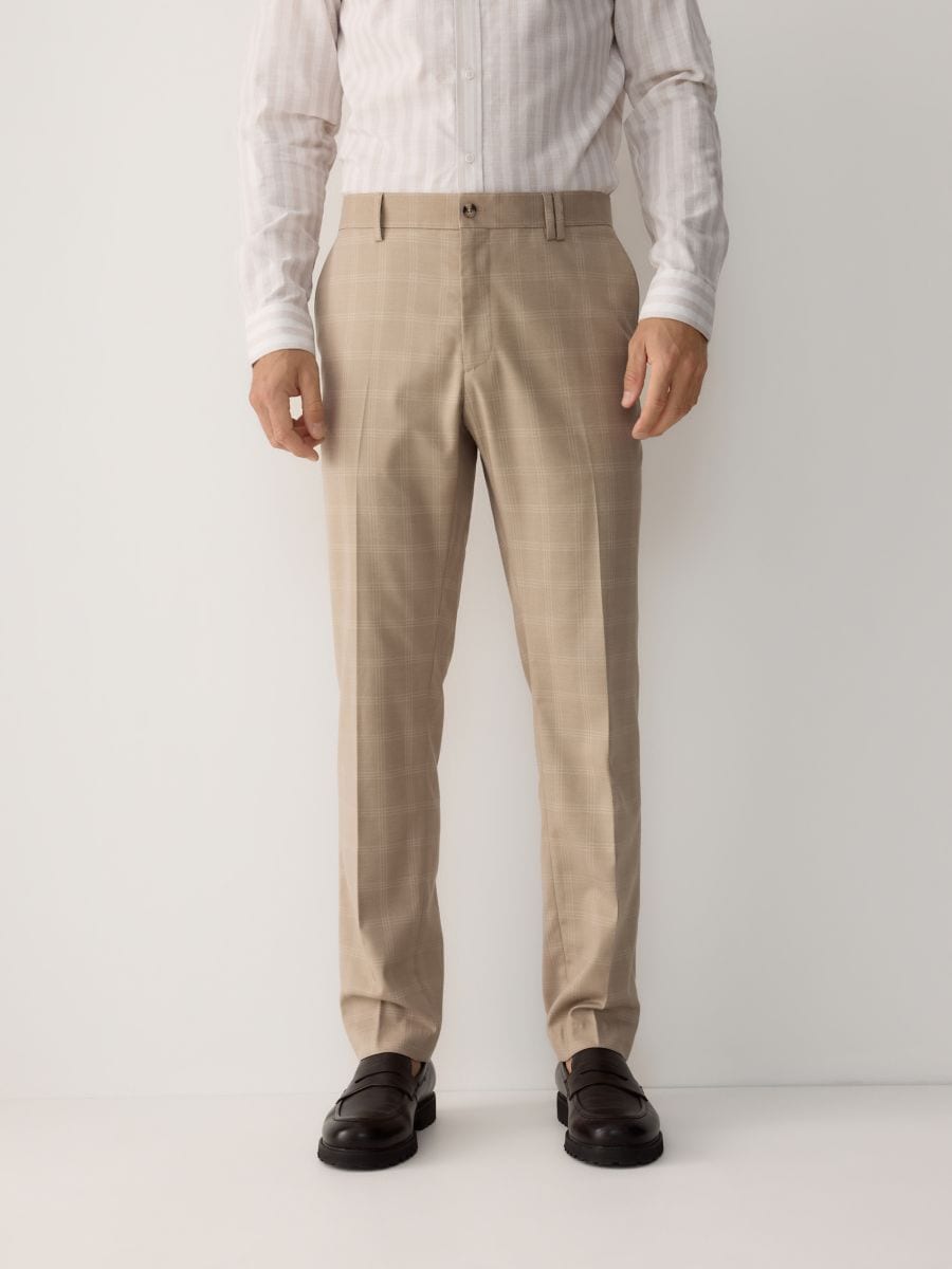 Oblekové nohavice slim fit - béžová - RESERVED