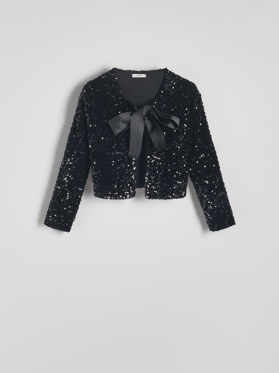 Blouse with decorative bow - black - RESERVED - 4